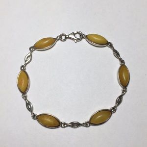 Vintage Butterscotch Amber Sterling Bracelet